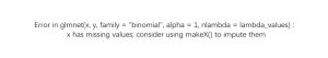 Error in glmnet(x, y, family =