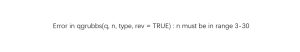 Error in qgrubbs(q, n, type, rev = TRUE) : n must be in range 3-30-决策链社区论坛